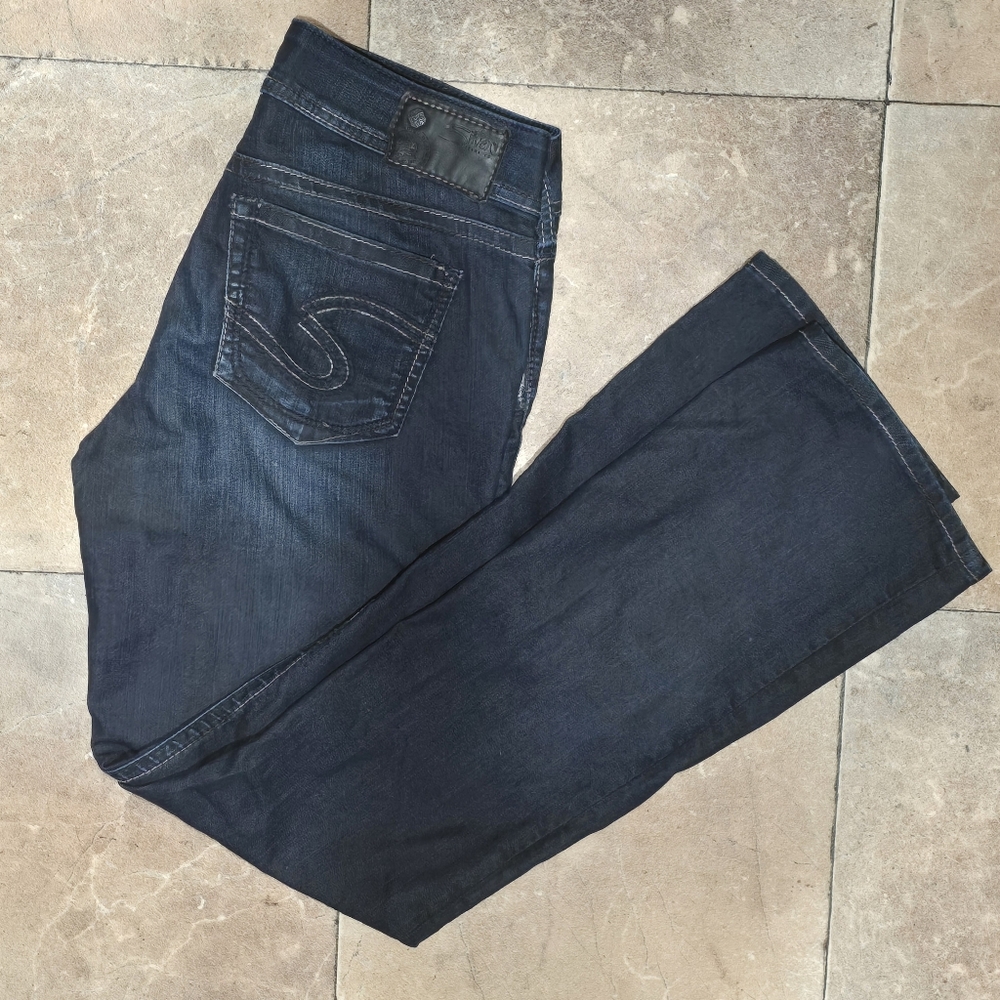 Silver Jeans Co. Suki 17" Dark Blue Bootcut Curvy Denim Jeans Waist 29"